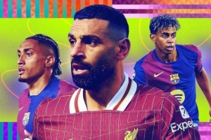 ESPN年度20大边锋：萨拉赫最佳，亚马尔第2，梅西第8&杜埃第14