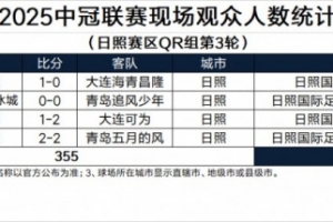 2025中冠联赛现场观众人数统计