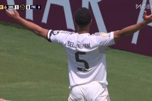 10人皇马1-0领先！加西亚横敲，贝林厄姆左脚抽射破门！