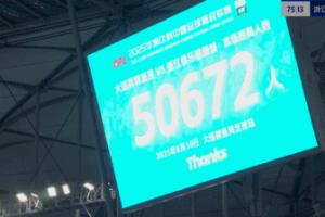 火爆！大连英博vs浙江队现场人数：50672人