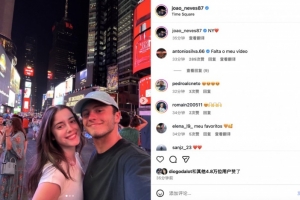 🧑‍🤝‍🧑❤️俊男靓女！内维斯晒与明星女友夜游纽约合照